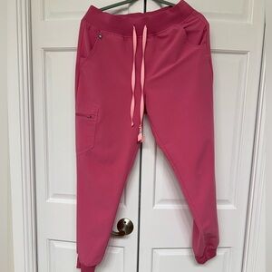 FIGS F’ing Pink Zamora High Waisted Jogger Scrub Pants BCA Ribbon Size M